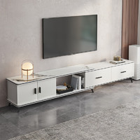 普派（Pupai）电视柜可伸缩客厅茶几电视柜组合套装落地电视机柜仿大理石板家具 暖白色1.5-2米