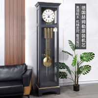 汉时(Hense)现代简约机械落地钟德国进口机芯座钟豪华立钟报时钟表HG628-1 黑胡桃木+德国赫姆勒12音机芯