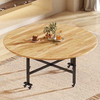 ZUOSHENG 佐盛 实木折叠餐桌吃饭桌家用餐桌小户型圆形创意移动客厅大圆桌1.4米