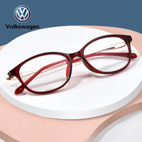 一汽-大众 VOLKSWAGEN德国大众老花镜防蓝光女时尚高清减龄老人眼镜 红色