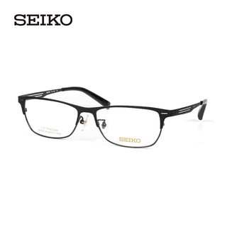 SEIKO 精工 中性款黑色银色拼接镜框黑色镜腿钛金属全框黑色镜腿光学眼镜架眼镜框 HC1023 154 54MM