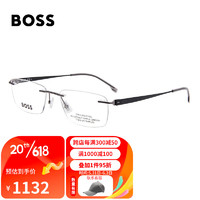 HUGO BOSS 近视眼镜女款枪色镜框黑色镜腿光学眼镜架眼镜框1423 PTA 53mm