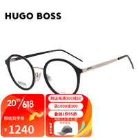 HUGO BOSS 近视眼镜框男女款光学镜架黑色镜框浅金色镜腿1210 2M2 50MM