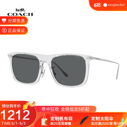 COACH 蔻驰 墨镜男时尚方形潮流太阳镜ins风眼镜 0HC8356 灰色偏光镜片|透明色镜框 511181 56