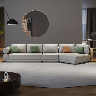 优奕酷意式极简真皮沙发现代简约小户型设计师客厅异形转角沙发 贵妃组合