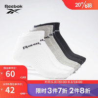 Reebok 锐步 男女同款SOCK室内健身训练吸汗袜子短船袜6双装GH8165 GH8165_白色/黑色/灰色 S
