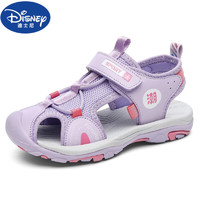 迪士尼1ABC女童包头凉鞋夏季新款小女孩公主网面软底沙滩鞋网面镂空童鞋 粉紫HX-9019 (12%宝妈选择) 30码码内长19.1CM