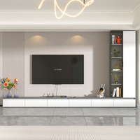 强象轻奢简约现代落地地台电视柜收纳储物柜一体网红组合墙柜定制D81 款式2(无灯款):4200*350*2400