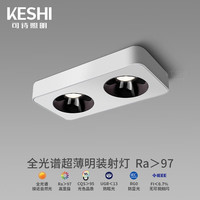 可诗(KESHI)led超薄明装射灯斗胆灯双头防眩全光谱筒灯免吊顶客厅过道无主灯 全光谱 55mm超薄双头2*6W 4000K