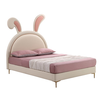 护童新品儿童床1.5米公主床卡通网红兔子床女孩卧室实木框皮艺床