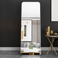 全品屋全身镜穿衣镜落地镜子服装店试衣镜家用壁挂卧室玄关简约北欧风 典雅白180*80