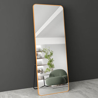 全品屋全身镜穿衣镜落地镜子服装店试衣镜家用壁挂卧室玄关简约北欧风 轻奢金160*50