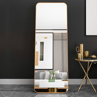 全品屋全身镜穿衣镜落地镜子服装店试衣镜家用壁挂卧室玄关简约北欧风 轻奢金120*30