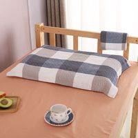 柳伊(Liuei)纯棉水洗棉枕巾日式格子纱布枕头巾一对装一个全棉单人学生宿舍 复古大格兰 枕巾一对装