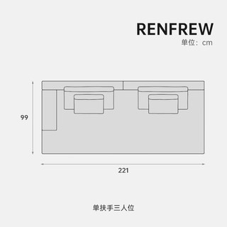 FINNNAVIAN芬纳维亚意大利极简轻奢布艺沙发Renfrew 别墅皮沙发 单扶手四人位 241*99*82（61） S-II皮