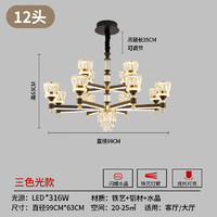 爱邦仕（AIBANGSHI）轻奢客厅吊灯水晶后现代吊灯简约大气卧室餐厅广东中山灯臂发光灯 12头 灯臂发光 三色变光
