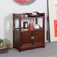CamalgOri  中式实木茶柜客厅茶水柜餐边柜办公家用置物储物柜 黑胡桃色 长60宽35高70cm