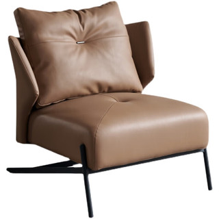 迈亚家具小户型客厅卧室老虎椅北欧单人沙发椅意式轻奢办公接待懒人休闲椅 棕色