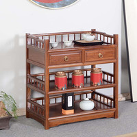 CamalgOri 中式实木茶叶柜客厅茶水柜餐边柜办公家用多层置物储物柜 胡桃色 长60宽35高75