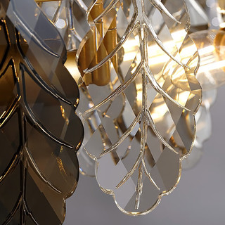 铜登印象现代轻奢水晶灯客厅灯吊灯创意玻璃羽毛餐厅灯灯饰灯具 16头直径100CM
