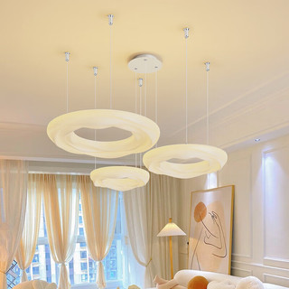 英格照明奶油风客厅灯北欧创意个性曲奇皇冠灯简约现代INS风LED卧室灯具 A款-中号 三色光