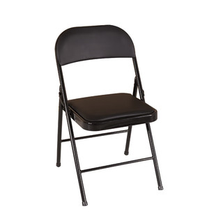 迈亚家具简易凳子靠背椅家用折叠椅子餐椅宿舍椅子便携办公椅会议椅电脑椅 加强款钢板底座双层海棉黑腿黑面