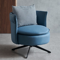 迈亚家具卧室座椅北欧单人沙发休闲椅旋转椅网红设计师椅小户型客厅懒人椅 蓝色科技布+靠枕 *可转+内置弹簧