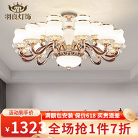 羽良 欧式客厅吊灯现代奢华大厅灯广东中山餐厅卧室灯具套餐三室两厅 18头吸吊两用-全光谱三色灯泡