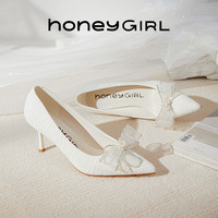 honeyGIRL 田莘 女士高跟鞋 HG23SP34-XT090 米白色 37