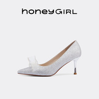 honeyGIRL 田莘 女士高跟鞋 HG23SP34-XT090 银色 37