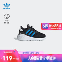 adidas阿迪达斯官方三叶草LA TRAINER LITE男婴童经典网面学步鞋 黑/白/蓝 24(140mm)