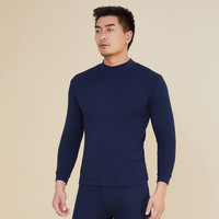 男士100%纯棉加厚秋衣男士保暖内衣上衣 M 深藏青
