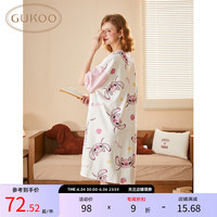 Gukoo/果壳睡裙女夏联名款女士睡衣可爱风睡裙可外穿家居服 蓝白朱迪睡裙 XS