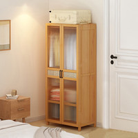 安尔雅衣柜简易收纳柜出租房单人卧室楠竹组合衣橱简易布衣柜70款