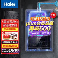 海尔（Haier）燃气热水器家用 变频恒温智能防冻节能速热低压启动抗风天然气热水器12/13/16升 EC5FP 实体店款智控+下置风机+密闭稳燃舱-13升 天然气