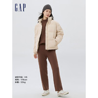 Gap女装马卡龙仿天鹅绒立领短款羽绒服884536 米色 160/80A(XXS)