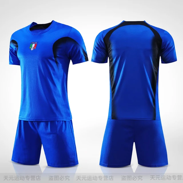 经典怀旧复古款世界杯意大利队德国法国巴西阿根廷意大利足球球衣套装男训练服定制 2006意大利主场-光板套装 成人XL码（180-185cm）