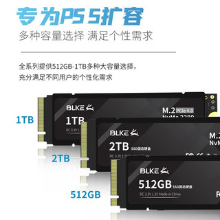 BLKE PS5固态硬盘(PCIe4.0x4)M.2 NVMe SSD固态硬盘 读速高达7400/S PS5主机专用SSD固态硬盘1TB