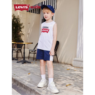 Levi's李维斯童装儿童背心2023夏新款男童速干短袖T恤透气网眼上衣 明亮白 160/76(L)