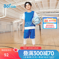 361°儿童篮球套装2023夏季男童3-12岁透气运动套装篮球套 蓝 170