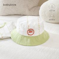 Babylove 婴儿帽子纯棉渔夫帽男女宝宝防晒遮阳帽夏季薄款外出盆帽 菱点彩条 44cm（建议6-12个月）