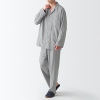 MUJI 無印良品 无印良品（MUJI）男式 无侧缝双层纱织 睡衣 家居服 FBA11C2S 灰色 L-XL