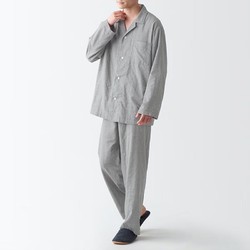 MUJI 無印良品 无印良品（MUJI）男式 无侧缝双层纱织 睡衣 家居服 FBA11C2S 灰色 L-XL