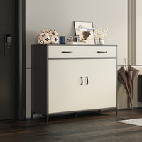 SHICY 实采 鞋柜家用门口小户型入户玄关柜大容量楼道外简易鞋架 双抽_两门100-32-92雾灰海伦灰