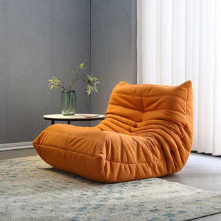 中伟（ZHONGWEI）懒人沙发客厅单人沙发可躺可睡家用科技布北欧沙发橘色