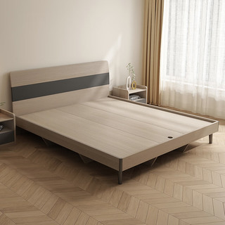 木月北欧简约架子床小户型双人床板式床主卧婚床卧室家具1.8米+床头柜