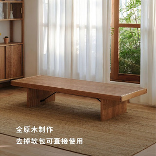 木墨（mumo）日间床 原木风实木卧室客厅沙发床长条沙发凳客厅床榻 木架 红橡木