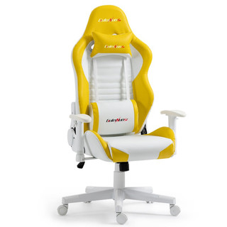 泉枫 电竞椅电脑椅家用游戏椅人体工学椅子可躺升降竞技椅网咖座椅 S235-04-白黄