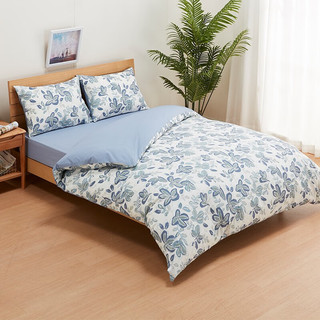 NITORI宜得利家居四季通用全包床套单件新款纯棉床垫保护套床笠 蓝色 双人