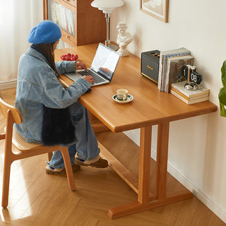 香木语 实木书桌书房大板桌客厅办公桌简约现代家用餐桌双人长条桌工作台